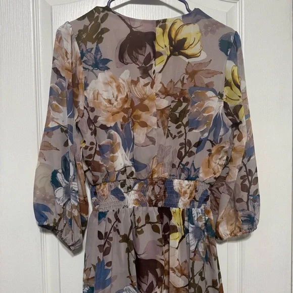 Chic Floral Midi Dress with V-Neck - Picture 5 of 12